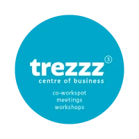 Trezzz-logo met ‘centre of business’, ‘co-workspot, meetings, workshops’ en grafische vormgeving voor bedrijven
