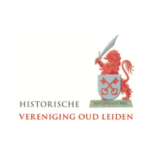 Logo van Historische Vereniging Oud Leiden met leeuw en wapenschild, voor grafische vormgeving voor bedrijven.
